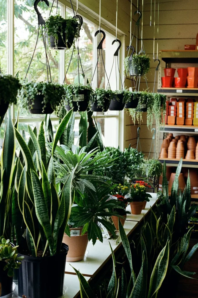 A room filled with potted plants